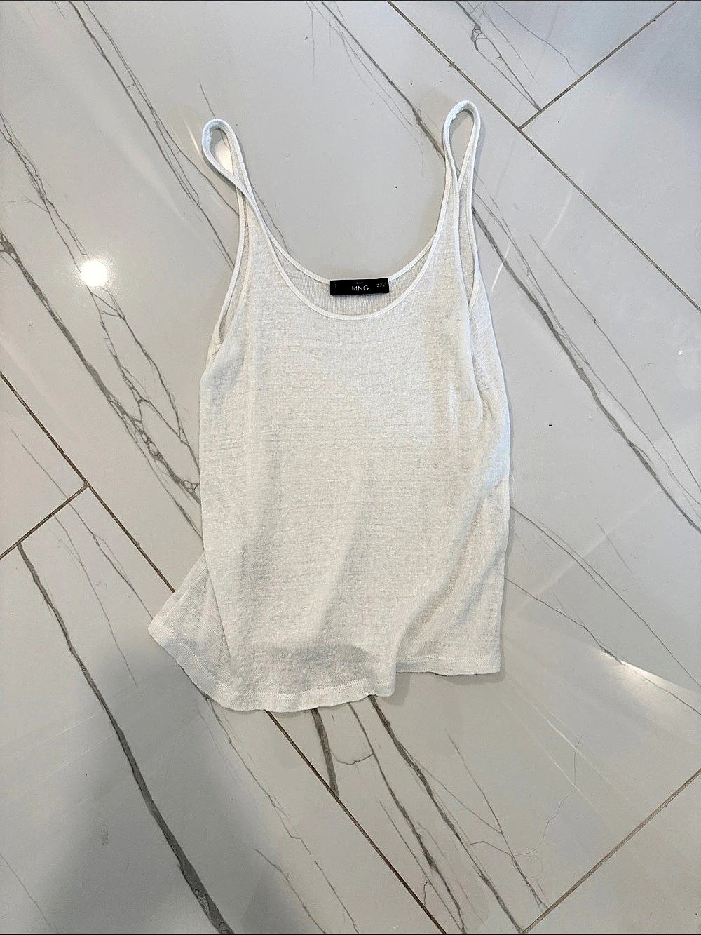MNG Linen Tank Top in White Size small